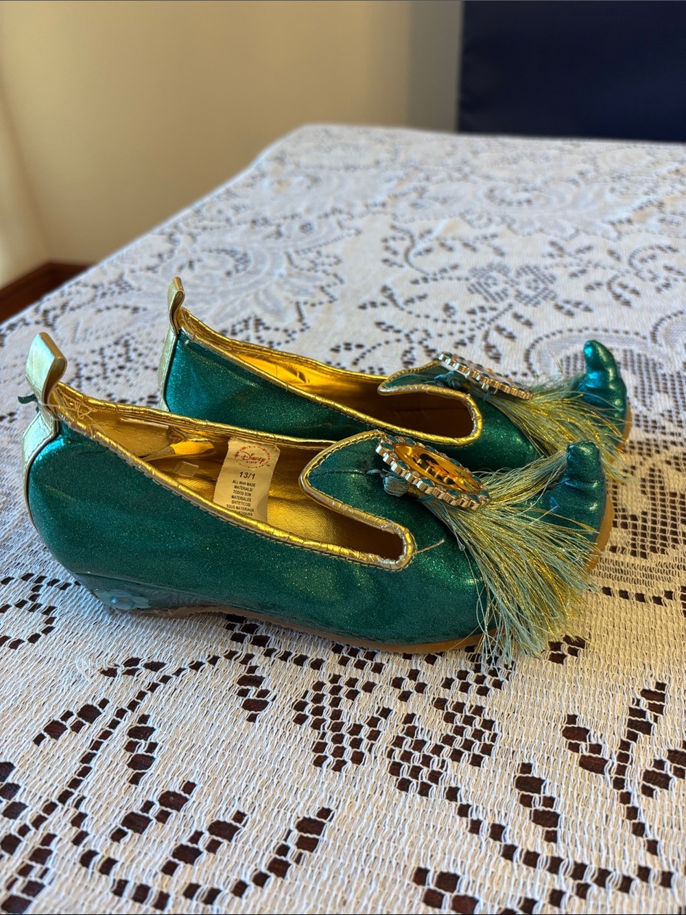 Disney Teal Glitter Jasmine Portrait Slip-On Flats - Picture 2 of 7